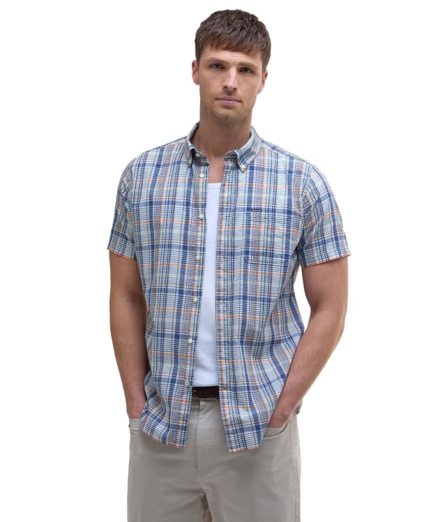Men's Barbour Elton Short Sleeve Tailored Shirt - Dark Denim