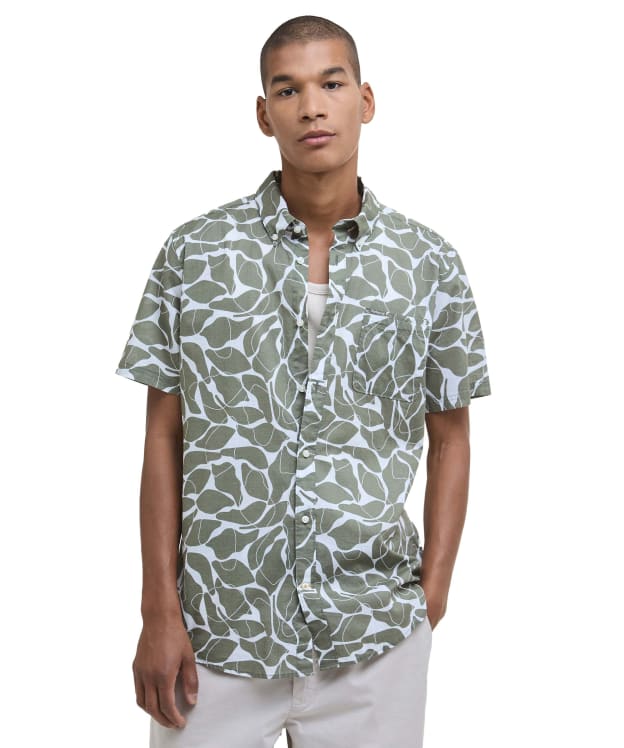 Men's Barbour Spillroad Short Sleeve Tailored Shirt - Light Moss