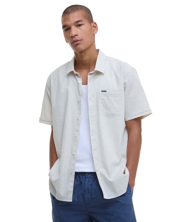 Men's Barbour Pigment Dye Slub Regular Short Sleeve Summer Shirt - Oatmeal