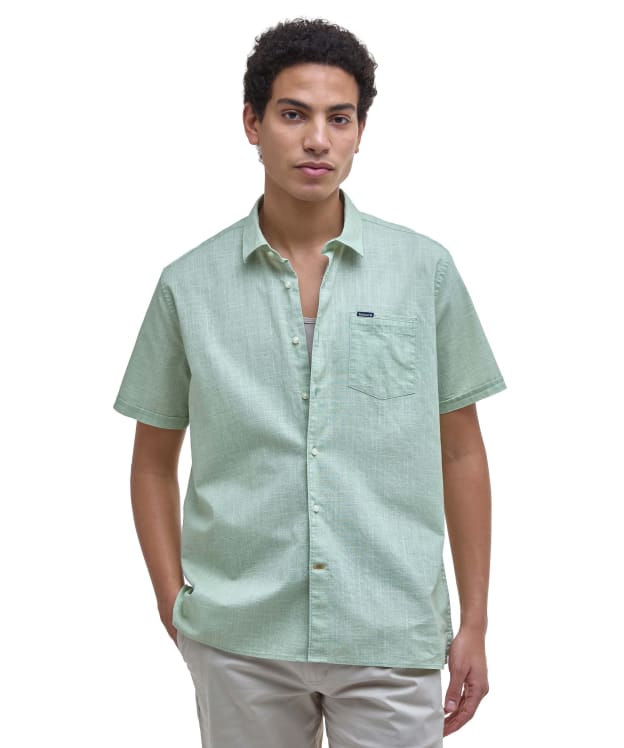 Men's Barbour Pigment Dye Slub Regular Short Sleeve Summer Shirt - Seagrass