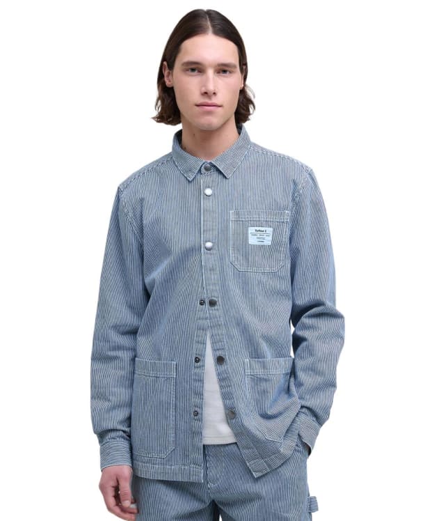 Men's Barbour Tindale Stripe Overshirt - Bleached Blue