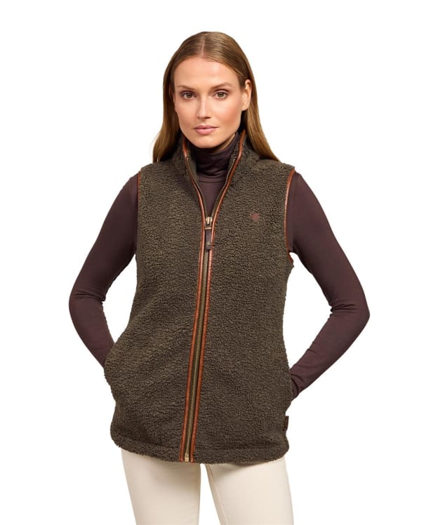 Women's Holland Cooper Country Fleece Gilet - Khaki Borg