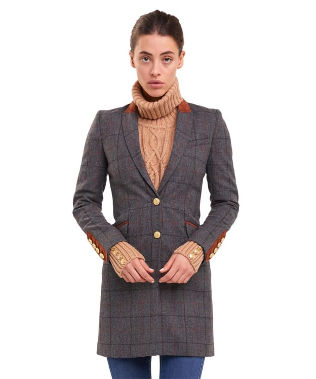 Women’s Holland Cooper Kempton Long Tweed Coat - Mid Blue Check