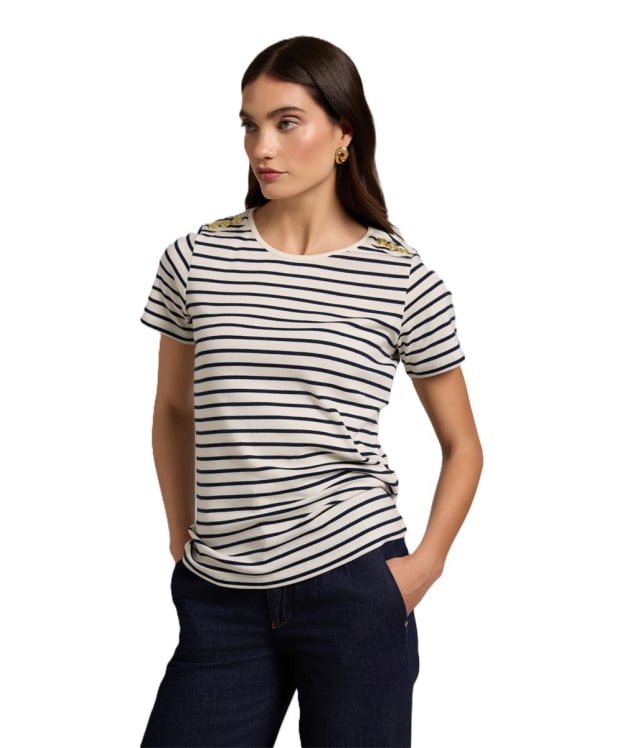 Women’s Holland Cooper Padstow Crew Neck Tee - Natural / Ink Navy