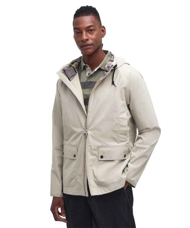Men's Barbour Hooded Domus Waterproof Jacket - Mist / Dress Tartan