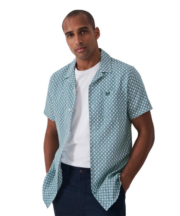 Men's Crew Clothing Geo Print Short Sleeve Shirt - White / Stargazer