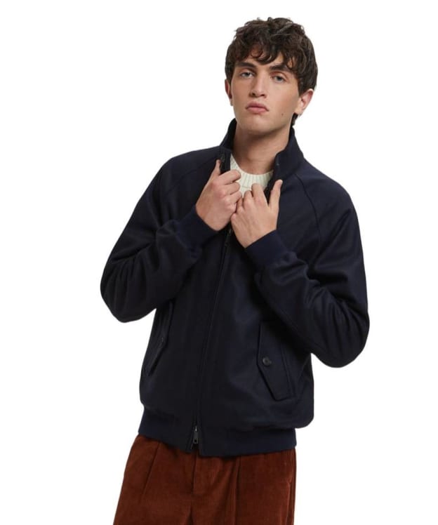 Men's Baracuta G9 Melton Wool Harrington Jacket - Deep Blue