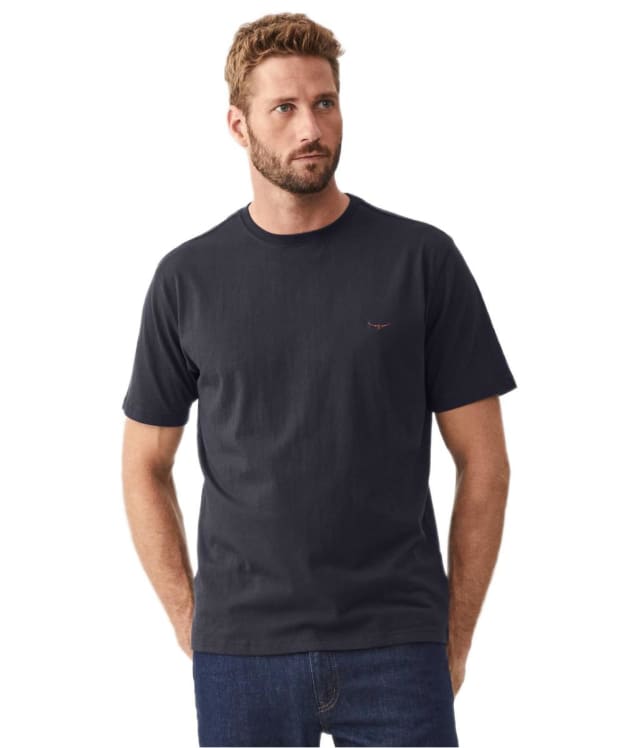 Men's R.M. Williams Parson Cotton Short Sleeved T-Shirt - Navy / Chestnut