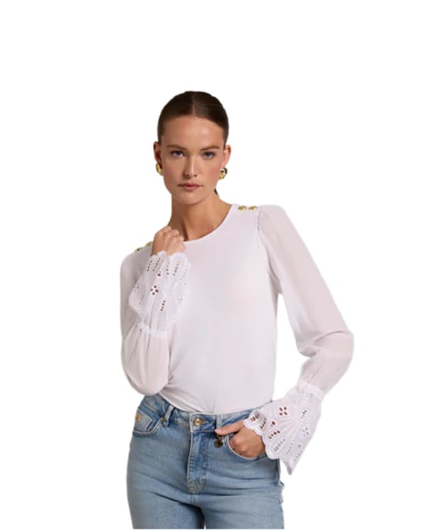 Women's Holland Cooper Francesca Jersey Blouse - White