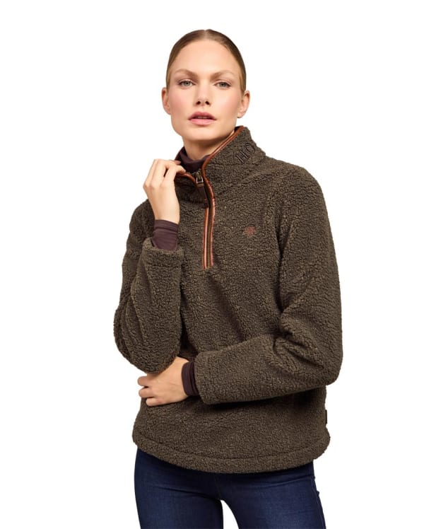 Women's Holland Cooper Country Fleece Quarter Zip - Khaki Borg