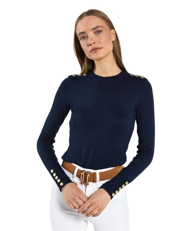 Women’s Holland Cooper Buttoned Knit Crew Neck - Ink Navy