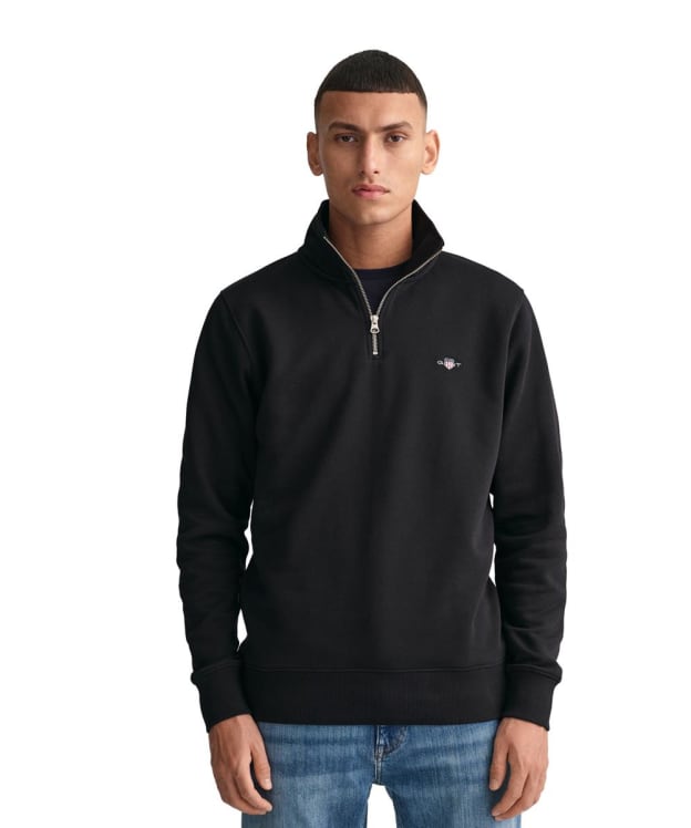 Men's GANT Regular Shield Half Zip Sweater - Black