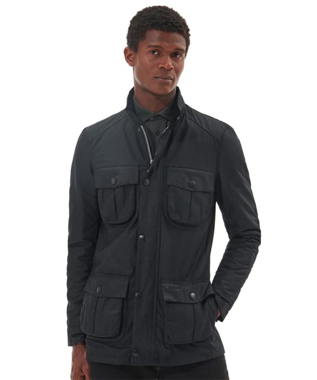Men's Barbour Corbridge Waxed Jacket - Black / Classic Tartan