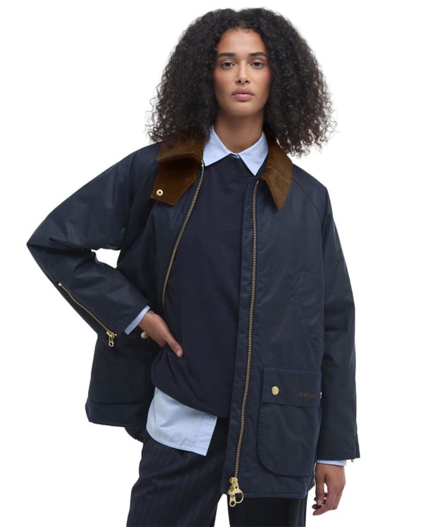 Women's Barbour Esther Waxed Jacket - Royal Navy / Dress