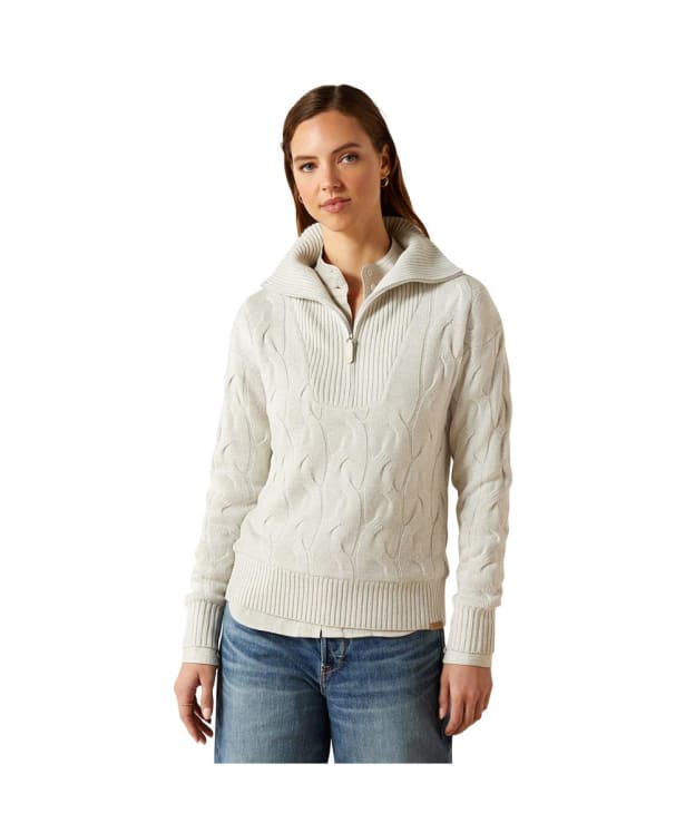 Women's Ariat Alamere Windproof Wool 1/2 Zip Sweater - Moonstruck Heather
