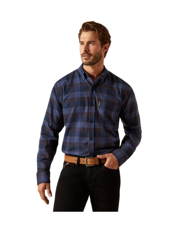 Men's Ariat Simmental Button Down Flannel Shirt - Navy Plaid