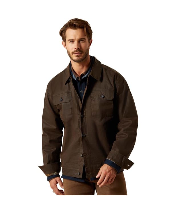 Men's Ariat Drayham Waxed Cotton Jacket - Brown