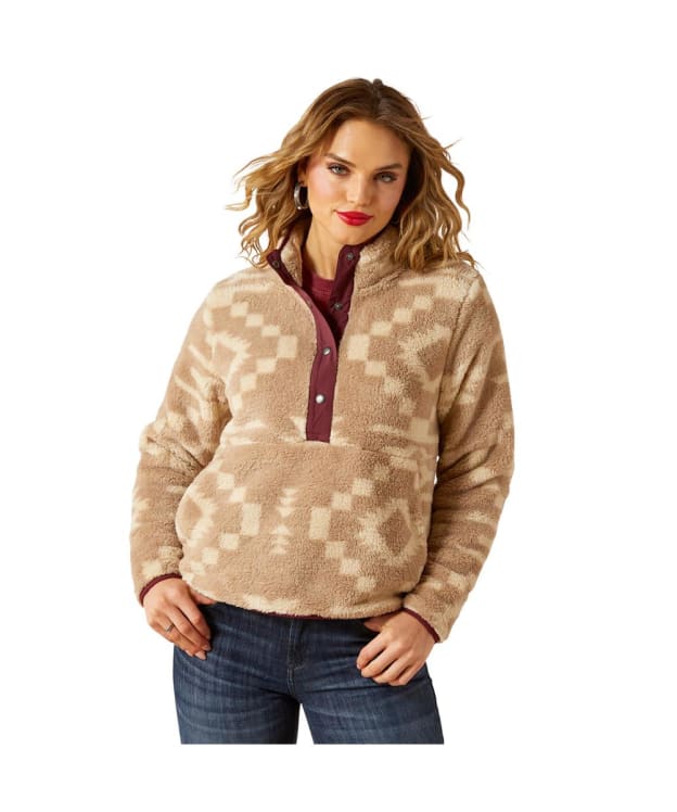 Women's Ariat Berber 1/2 Snap Fleece Sweatshirt - Lone Ridge Print