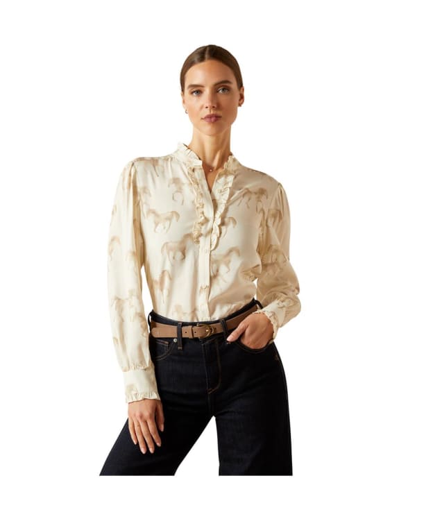 Women's Ariat Cricklade Country Blouse - Watercolour Horse Print