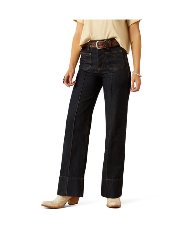 Women's Ariat Ultra High Rise Tomboy Western Utility Wide Leg Jeans - Rinse