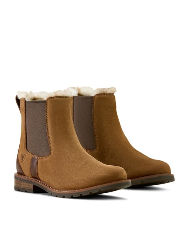 Women's Ariat Wexford Sherpa Lined Waterproof Chelsea Boots - Amber Brown
