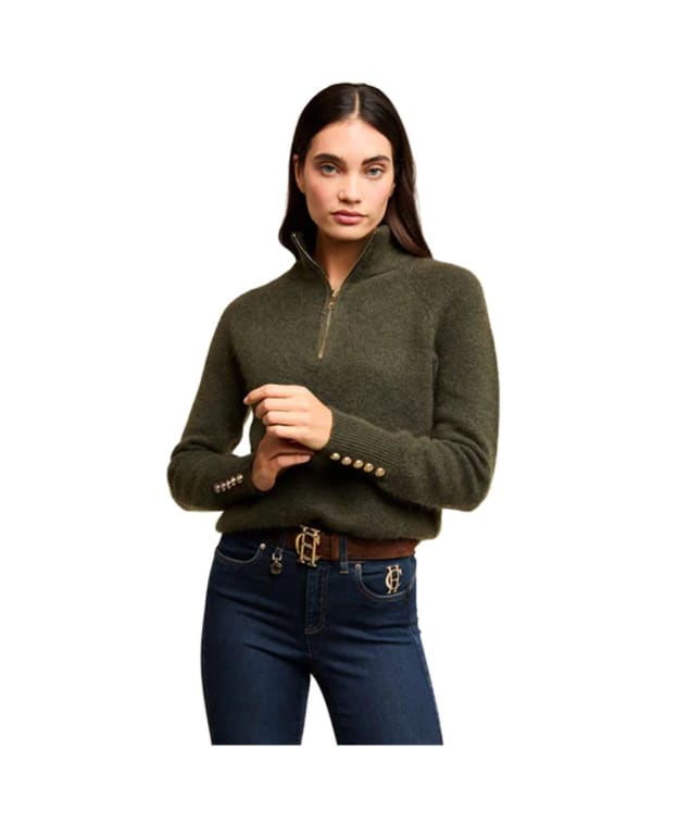 Women's Holland Cooper Tori Half Zip Knit - Forest Green
