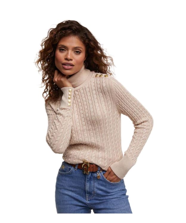 Women's Holland Cooper Seattle Roll Neck Cable Knit - Oatmeal