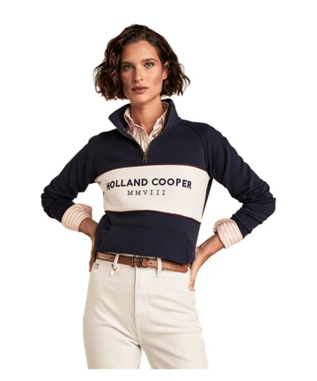 Women's Holland Cooper Sporting Heritage Zip Henley Sweatshirt - Ink Navy