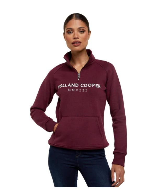Women's Holland Cooper Sporting Heritage Zip Henley Sweatshirt - Merlot