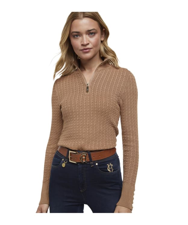 Women’s Holland Cooper Ava Half Zip Knit - Dark Camel Marl