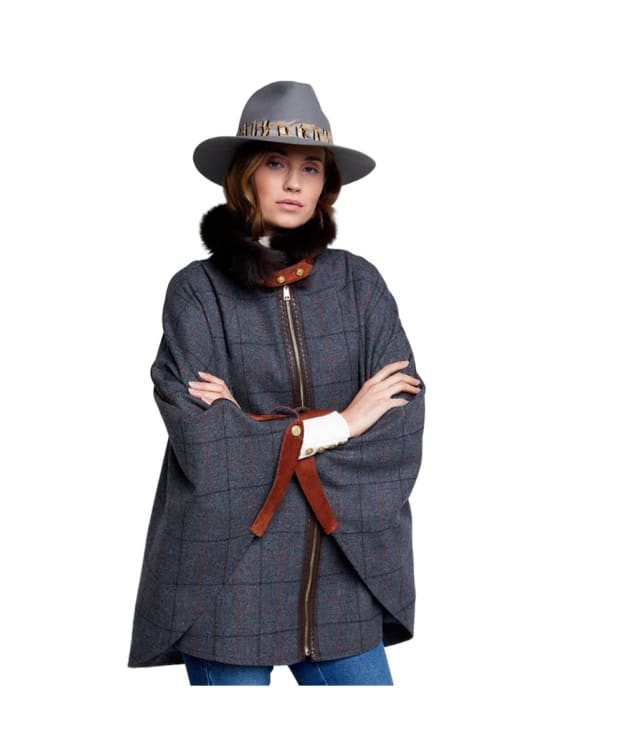 Women’s Holland Cooper Chiltern Tweed Cape - Mid Blue Check