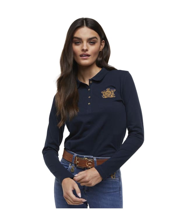 Women’s Holland Cooper Long Sleeve Crest Polo Shirt - Ink Navy