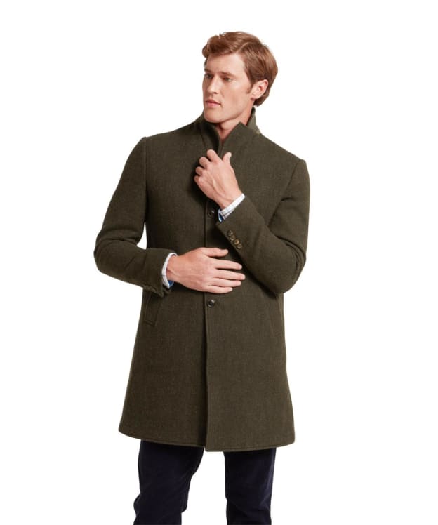 Men's Schöffel Banchory Tweed Coat - Dark Olive Herringbone Tweed