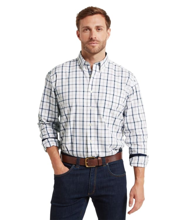 Men's Schoffel Brancaster Long Sleeve Shirt - Oxford Navy Check