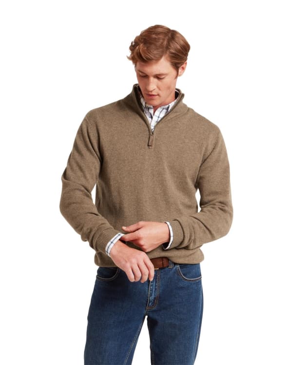 Men's Schöffel Lewis Lambswool 1/4 Zip Jumper - Mushroom