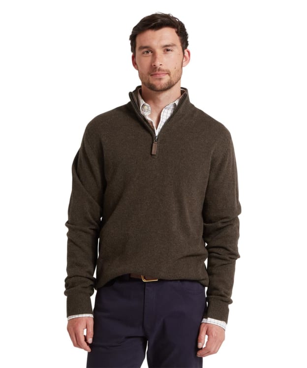 Men's Schöffel Lewis Lambswool 1/4 Zip Jumper - Chocolate