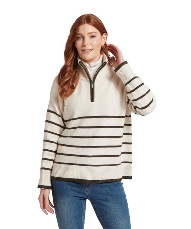 Women's Schöffel Sandsend 1/4 Zip Jumper - Soft White / Loden