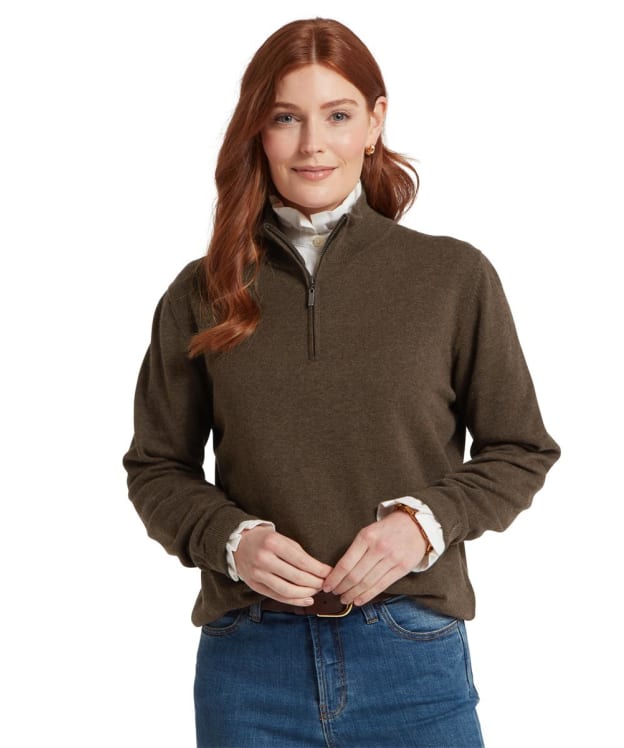 Women’s Schoffel Polperro Pima ¼ Zip Jumper - Chocolate