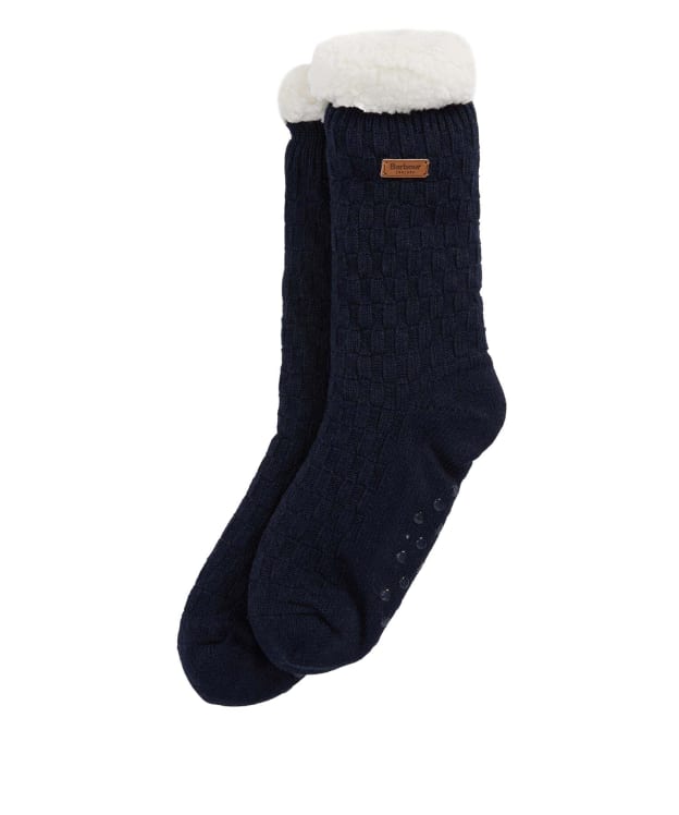 Women's Barbour Cable Knit Lounge Socks - Navy