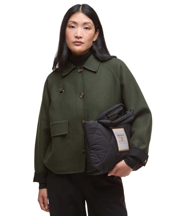 Women's Barbour Mariah Mini Quilted Tote Bag - Black / Classic Tartan