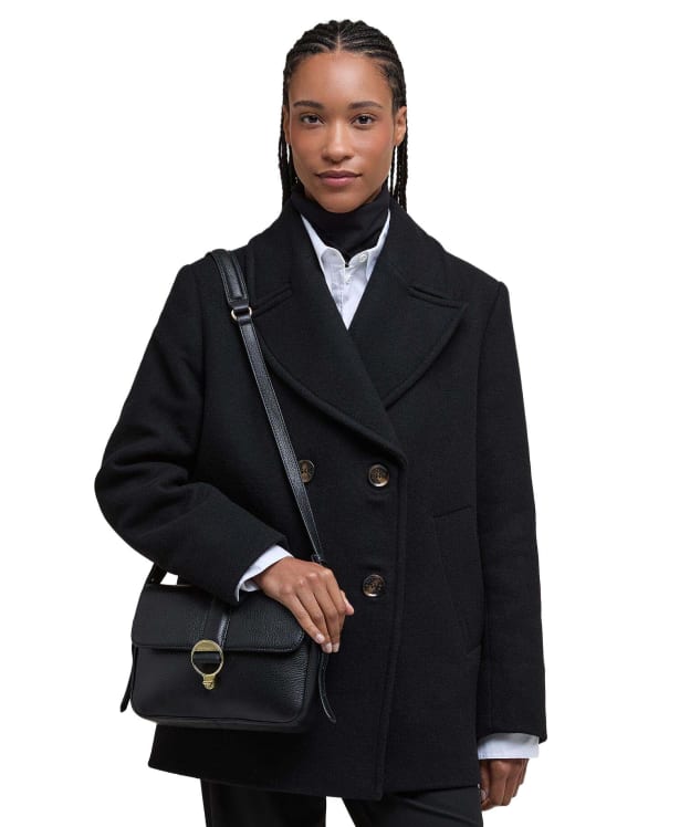 Women's Barbour Rosa Leather Crossbody Bag - Black