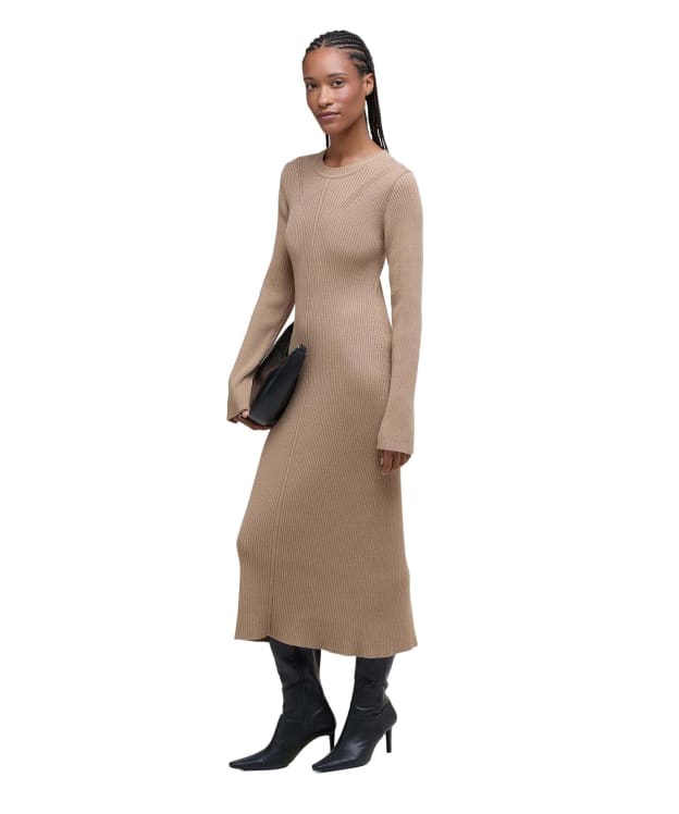 Women's Barbour Anastasia Knitted Midi Dress - Pale Camel
