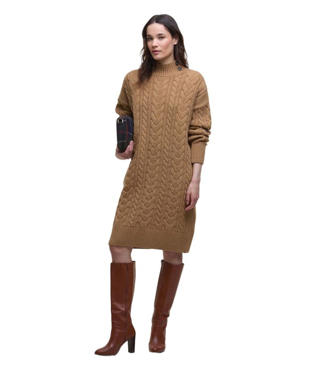 Women's Barbour Belford Knitted Mini Dress - Military Brown