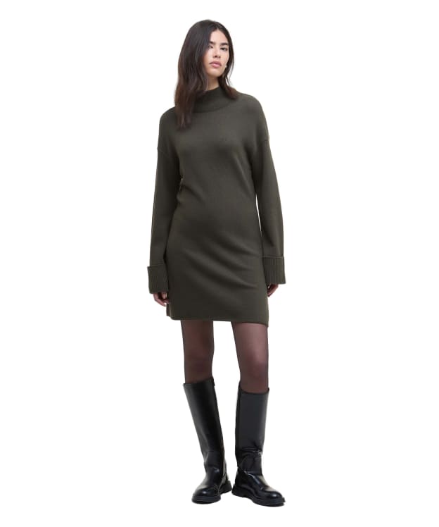 Women's Barbour International Lana Knitted Mini Dress - Dusty Khaki