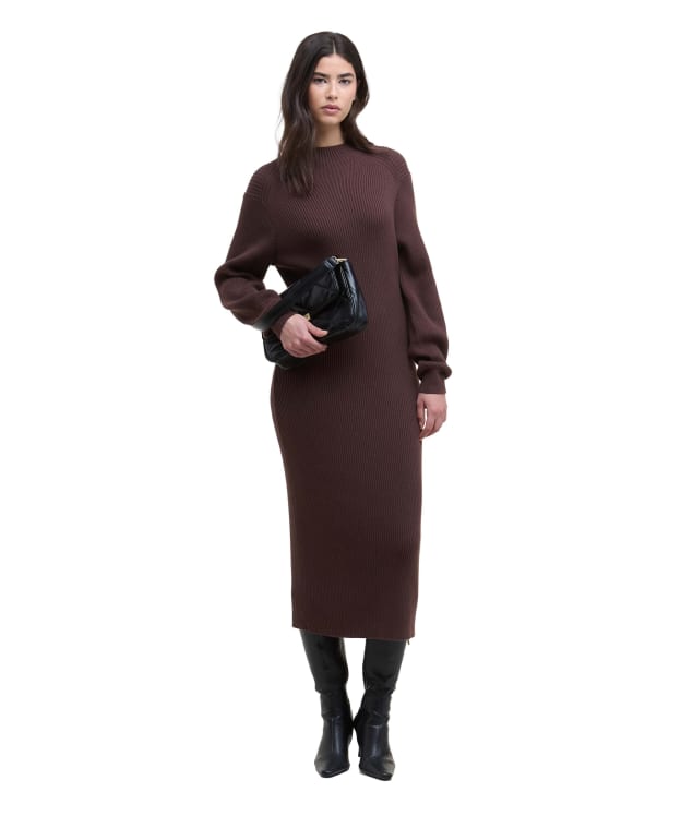 Women's Barbour International Kaia Knitted Midi Dress - Chocolate
