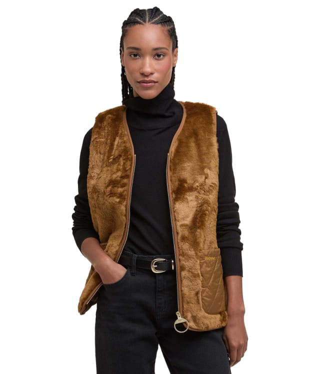 Women's Barbour Karin Faux Fur Gilet - Brown
