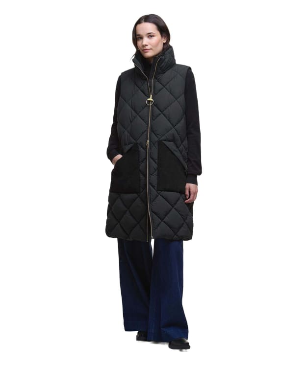 Women's Barbour Bernice Puffer Gilet - Black / Classic Tartan