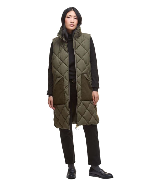 Women's Barbour Bernice Puffer Gilet - Olive / Ancient Tartan