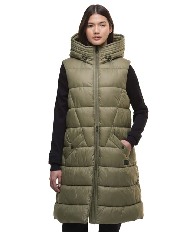 Women's Barbour International Cecilla Puffer Gilet - Dusky Khaki
