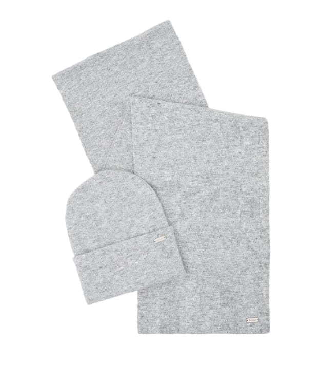 Women's Barbour Winona Beanie & Scarf Gift Set - Light Grey